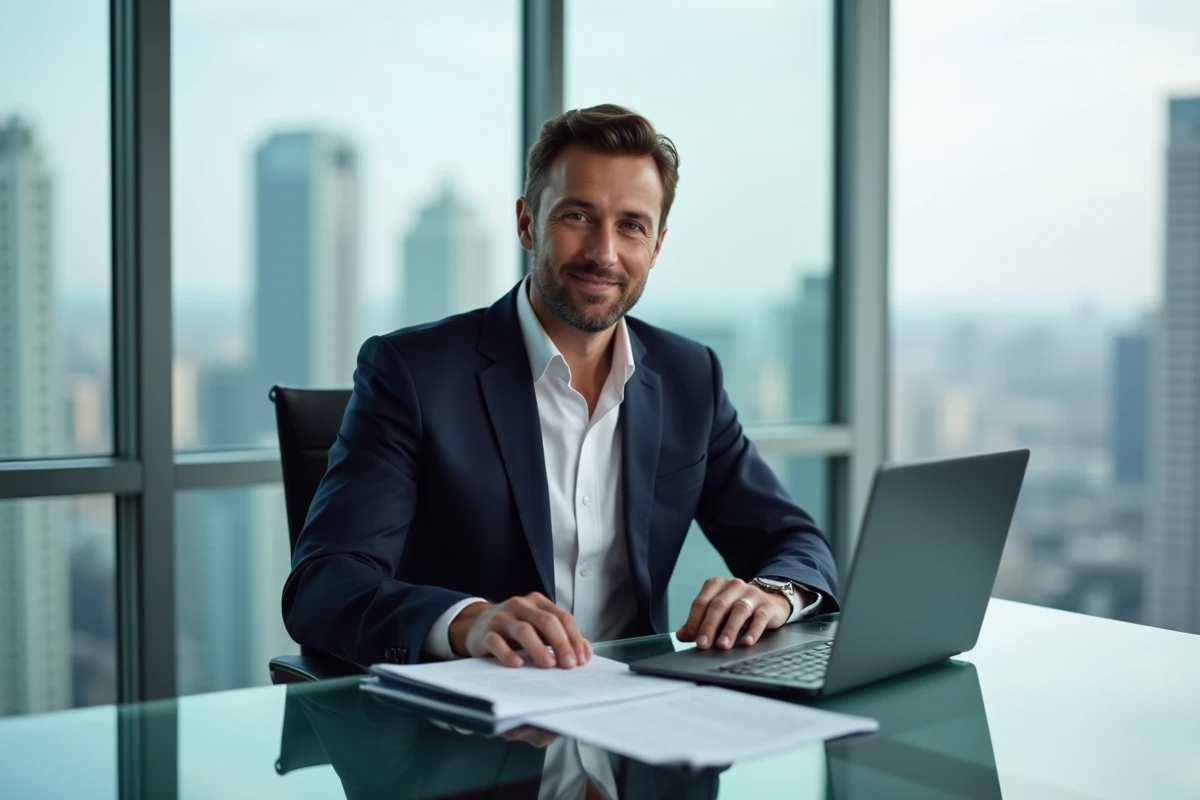 Portrait professionnel d'Ilan Tobianah Zeus dans un bureau moderne de luxe